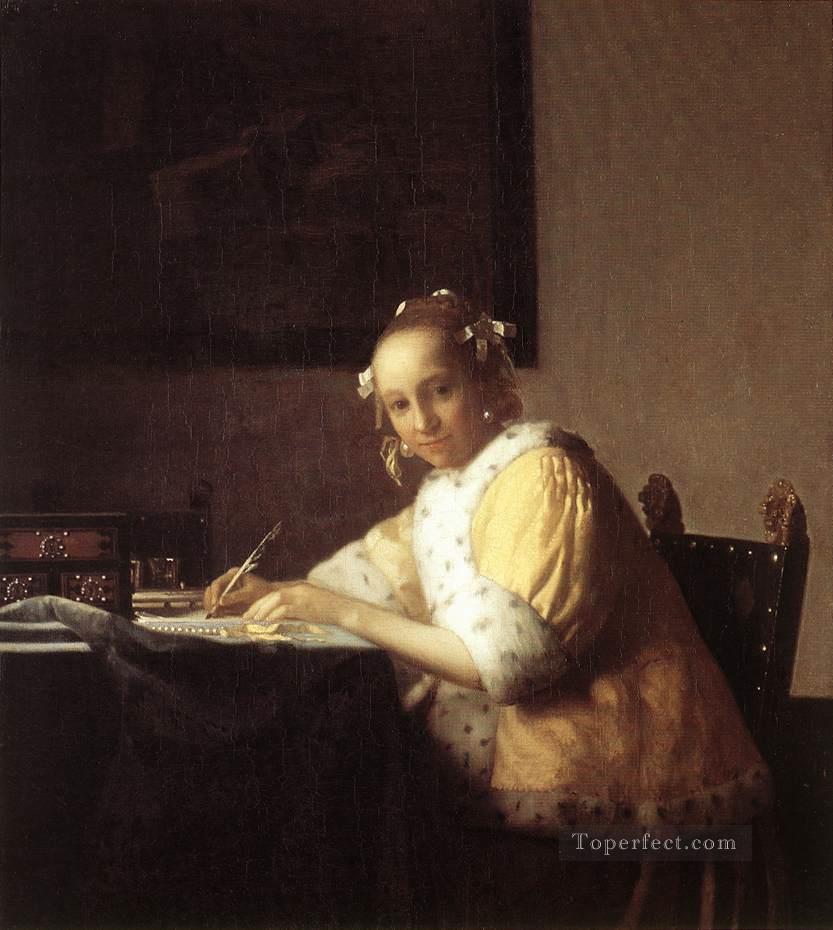 A Lady Writing a Letter Baroque Johannes Vermeer Oil Paintings